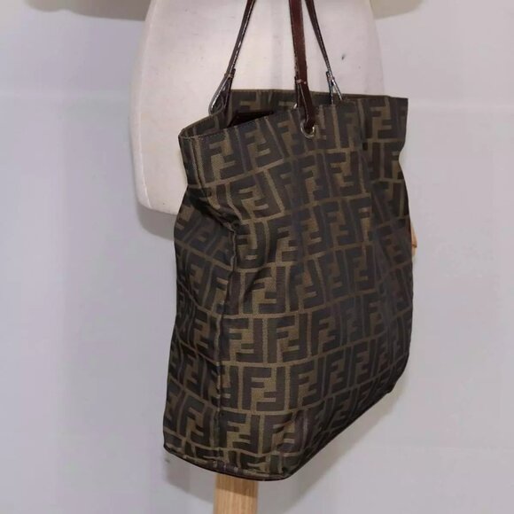 FENDI Zucca Canvas Hand Bag Brown Black Auth - Picture 1 of 16